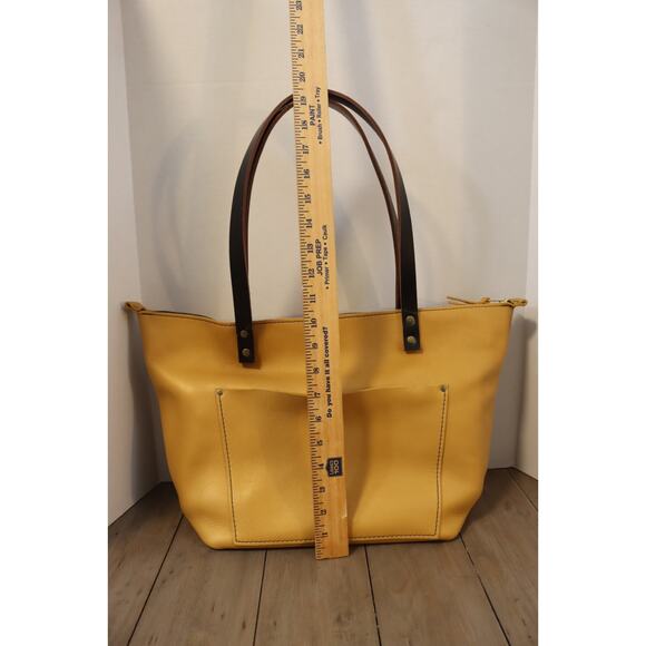 Portland Leather Yellow Tote Bag Large Double Handle Shoulder Bag - Picture 12 of 16